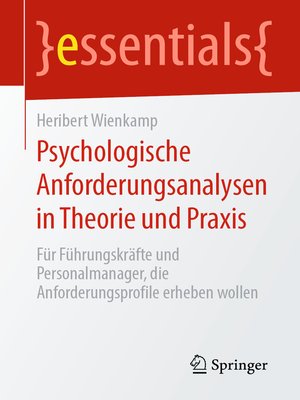cover image of Psychologische Anforderungsanalysen in Theorie und Praxis